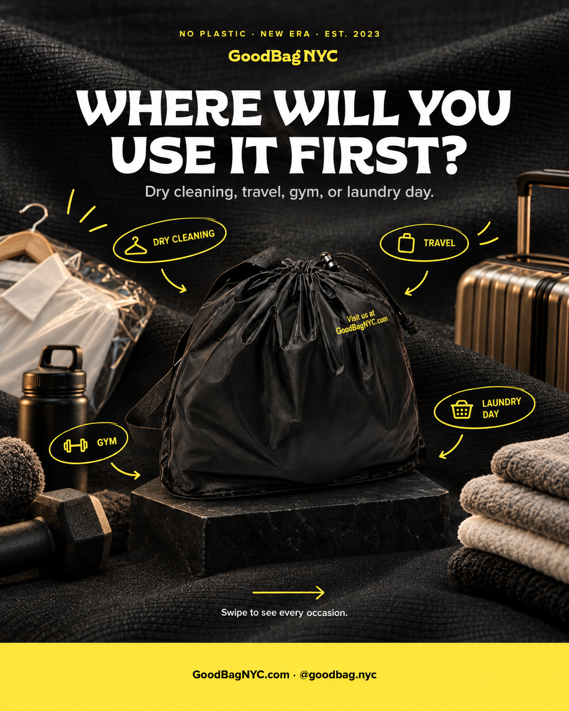 GoodBag used for dry cleaning, travel, gym and laundry